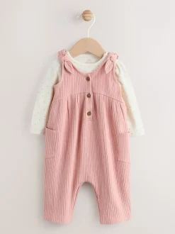 Roze - Baby Jersey Bretelbroeken en Bodysuit 2 Pieces Set (0mnd-2jr)