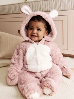Roze - Baby pakje met konijntjes van imitatiebont (0mnd -2jr)