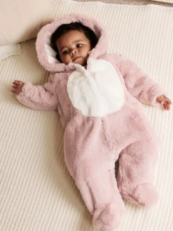 Roze - Baby pakje met konijntjes van imitatiebont (0mnd -2jr)