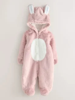 Roze - Baby pakje met konijntjes van imitatiebont (0mnd -2jr)