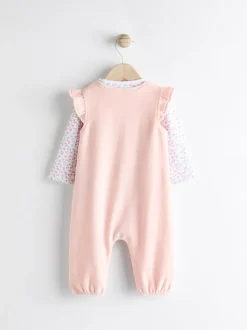Roze - Babyset van tuinbroek en rompertje met lange mouwen (0 mnd - 2 jr)