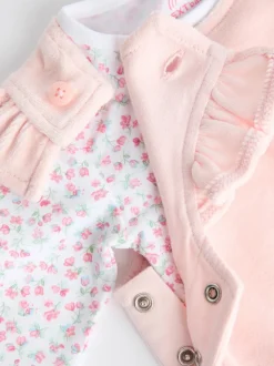 Roze - Babyset van tuinbroek en rompertje met lange mouwen (0 mnd - 2 jr)