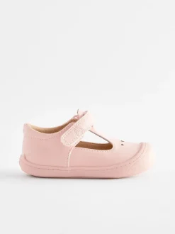 Roze - Babyslofjes met T-bandje