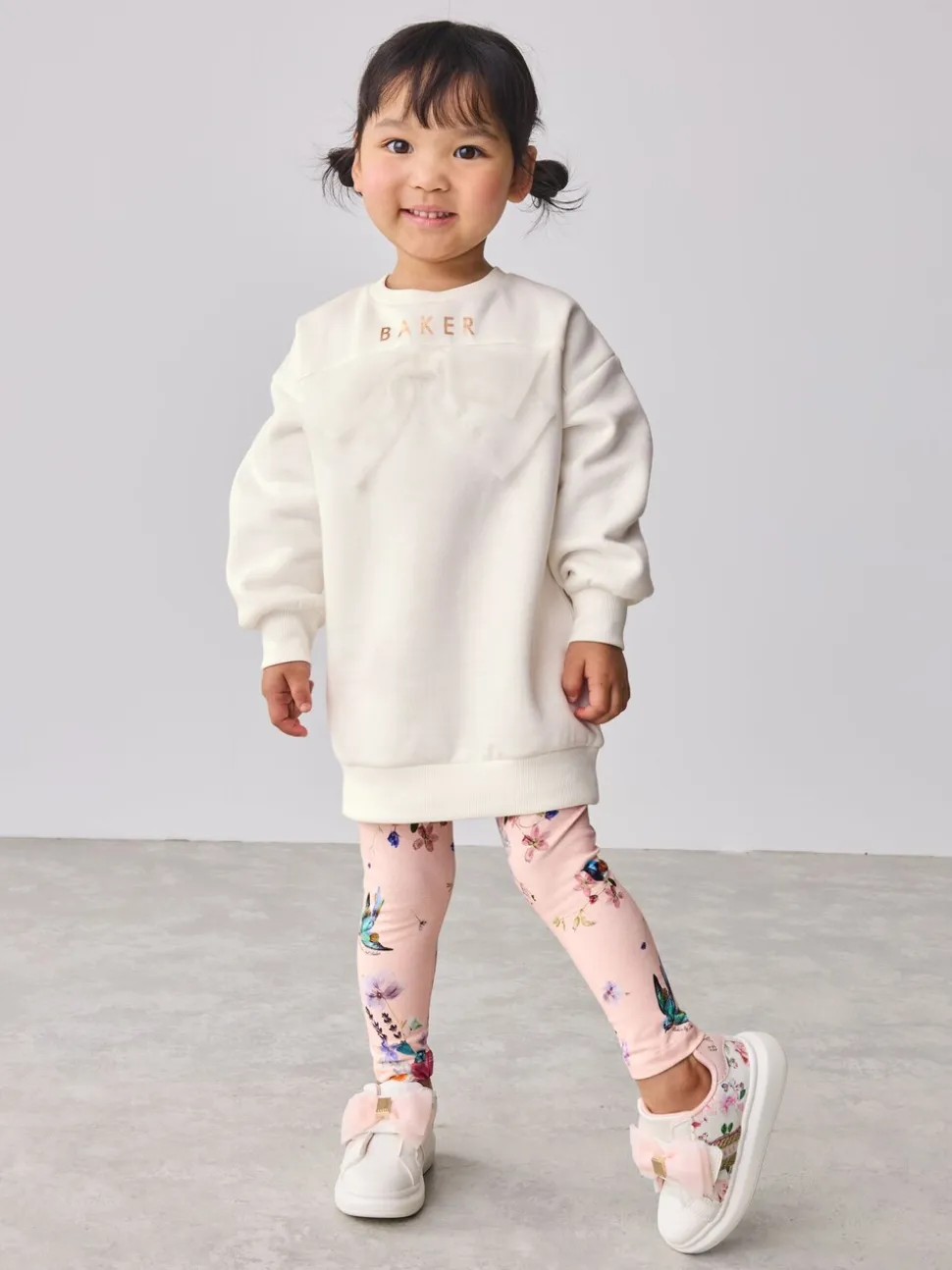 Roze - Baker by Ted Baker 2 -delige lange sweatset met strik en bloemenleggings