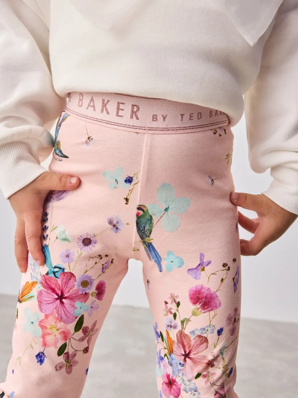 Roze - Baker by Ted Baker 2 -delige lange sweatset met strik en bloemenleggings