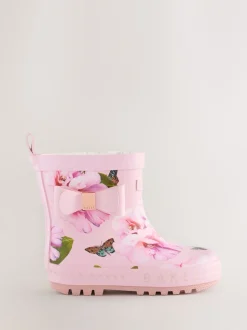 Roze - Baker by Ted Baker Girls Faux Fur Lined Welly Boots with Bow