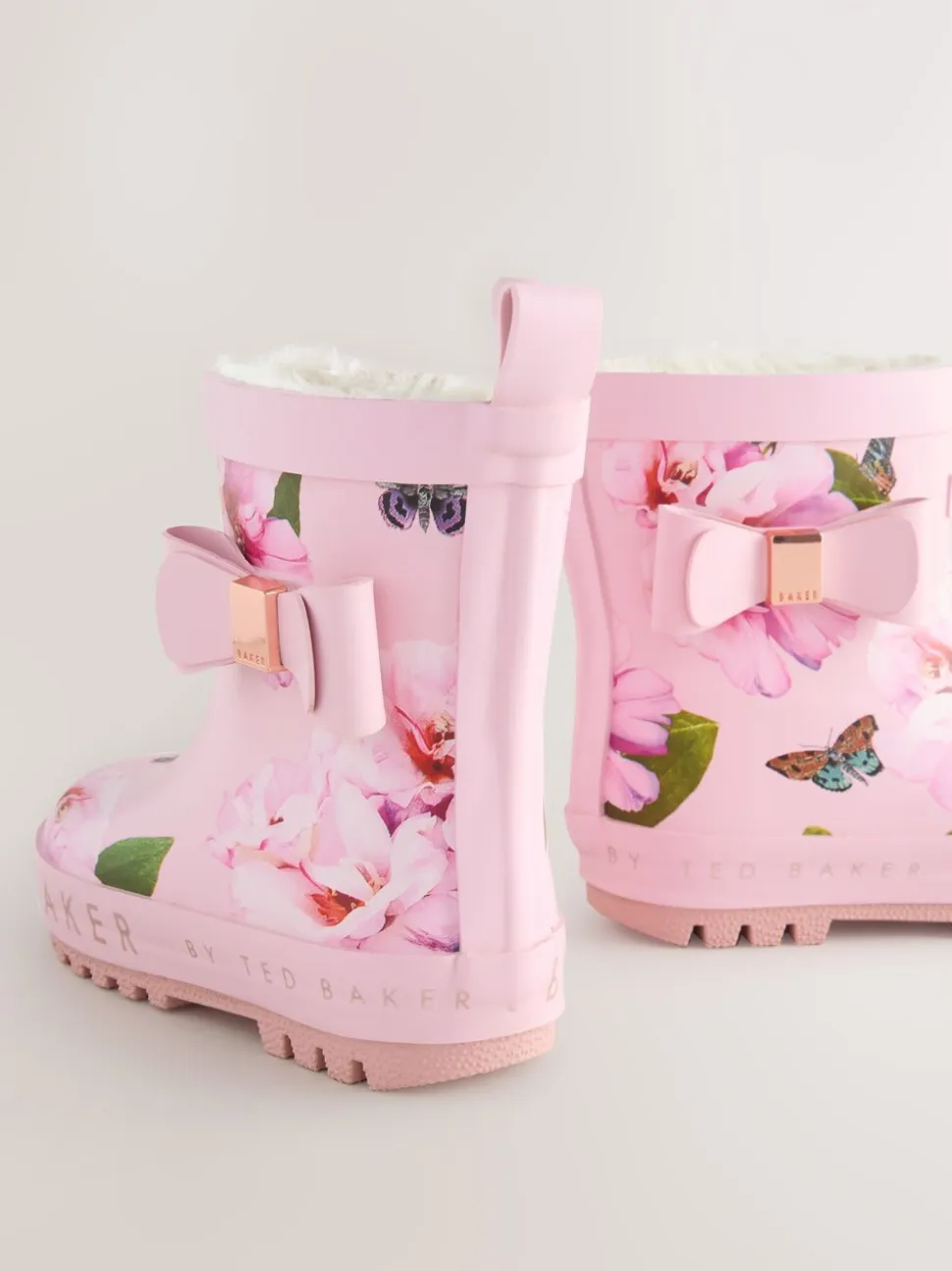 Roze - Baker by Ted Baker Girls Faux Fur Lined Welly Boots with Bow