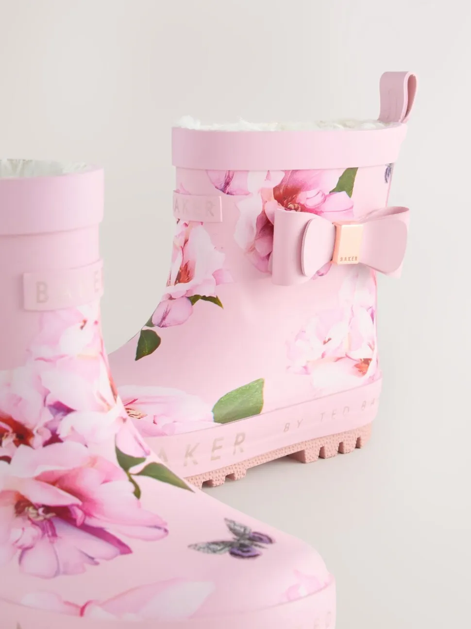 Roze - Baker by Ted Baker Girls Faux Fur Lined Welly Boots with Bow