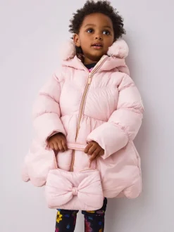 Roze - Baker by Ted Baker Regenbestendige gewatteerde jas met geschulpte rand en afneembare tas