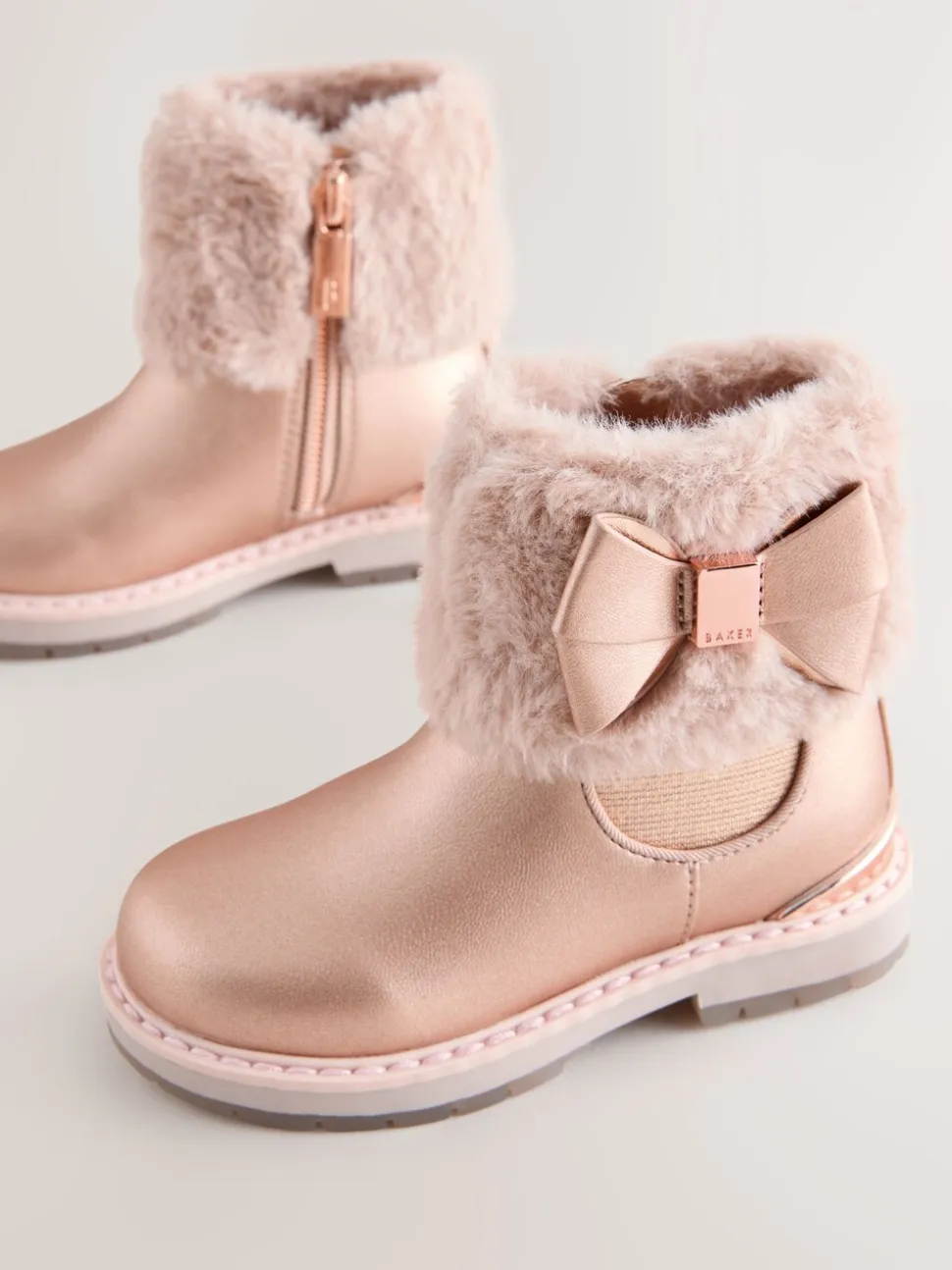 Roze - Baker by Ted Baker - Meisjeslaarzen met imitatiebont en strik