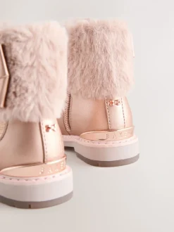 Roze - Baker by Ted Baker - Meisjeslaarzen met imitatiebont en strik
