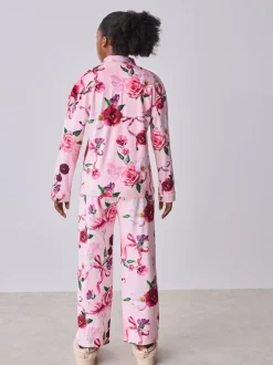 Roze - Baker by Ted Baker Floral Fleece Pyjamas Set 2 Piece