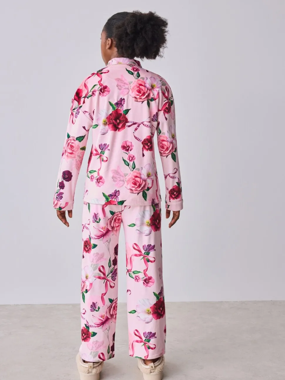 Roze - Baker by Ted Baker Floral Fleece Pyjamas Set 2 Piece