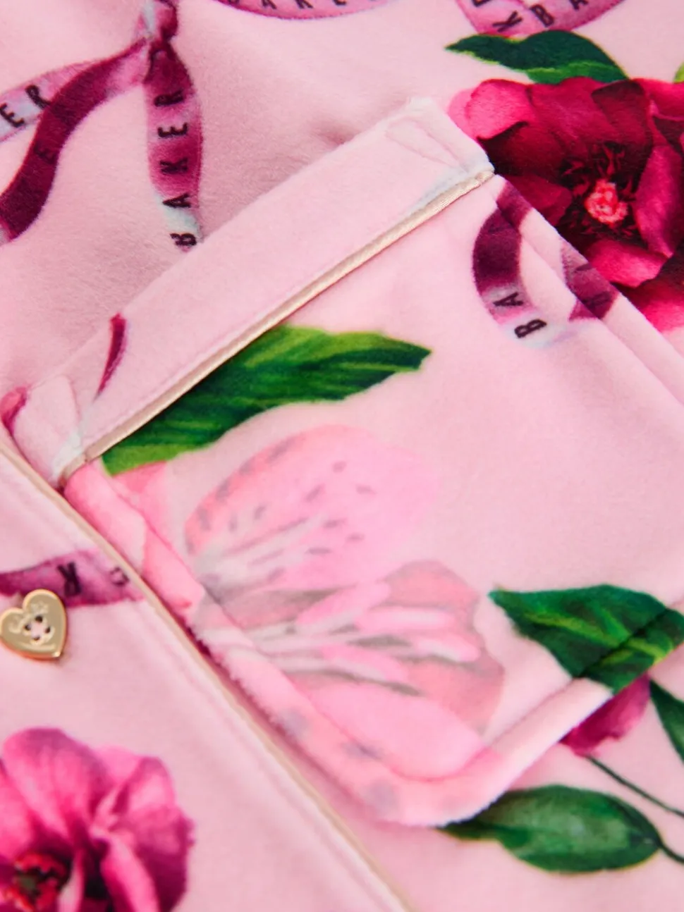 Roze - Baker by Ted Baker Floral Fleece Pyjamas Set 2 Piece