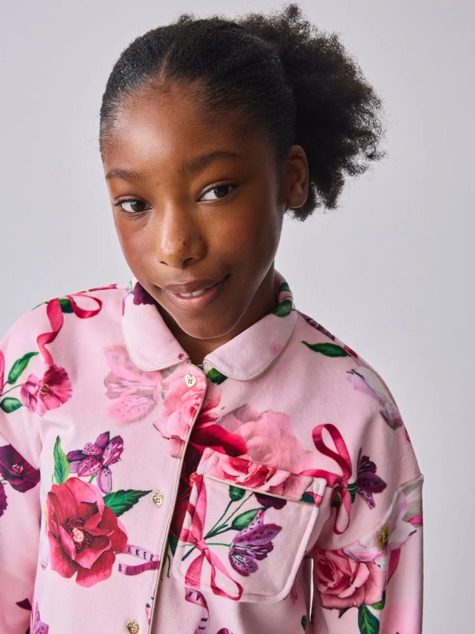 Roze - Baker by Ted Baker Floral Fleece Pyjamas Set 2 Piece