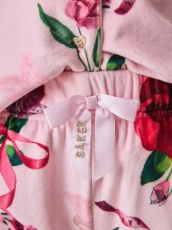 Roze - Baker by Ted Baker Floral Fleece Pyjamas Set 2 Piece