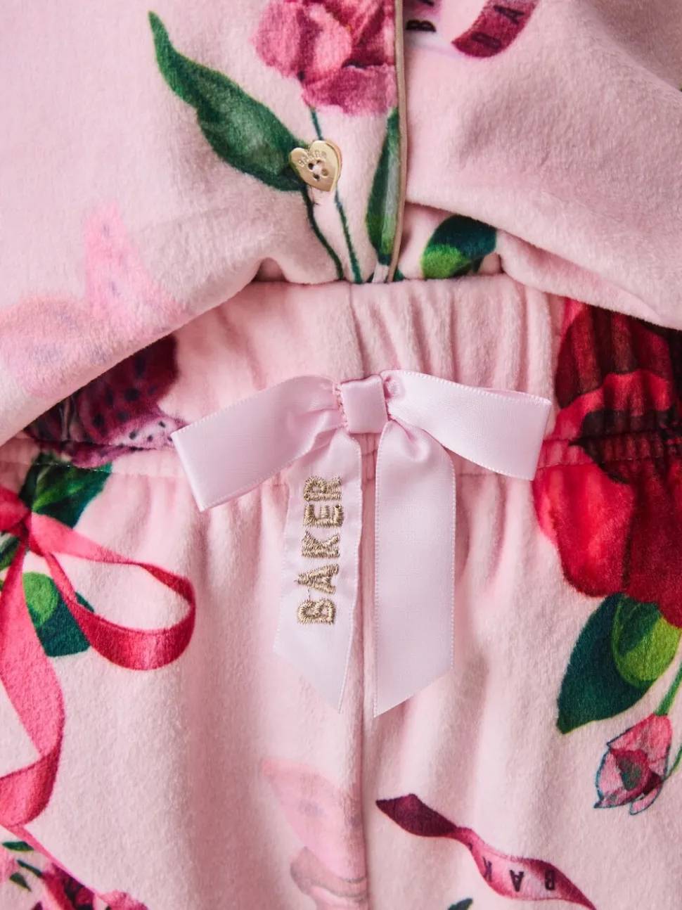 Roze - Baker by Ted Baker Floral Fleece Pyjamas Set 2 Piece
