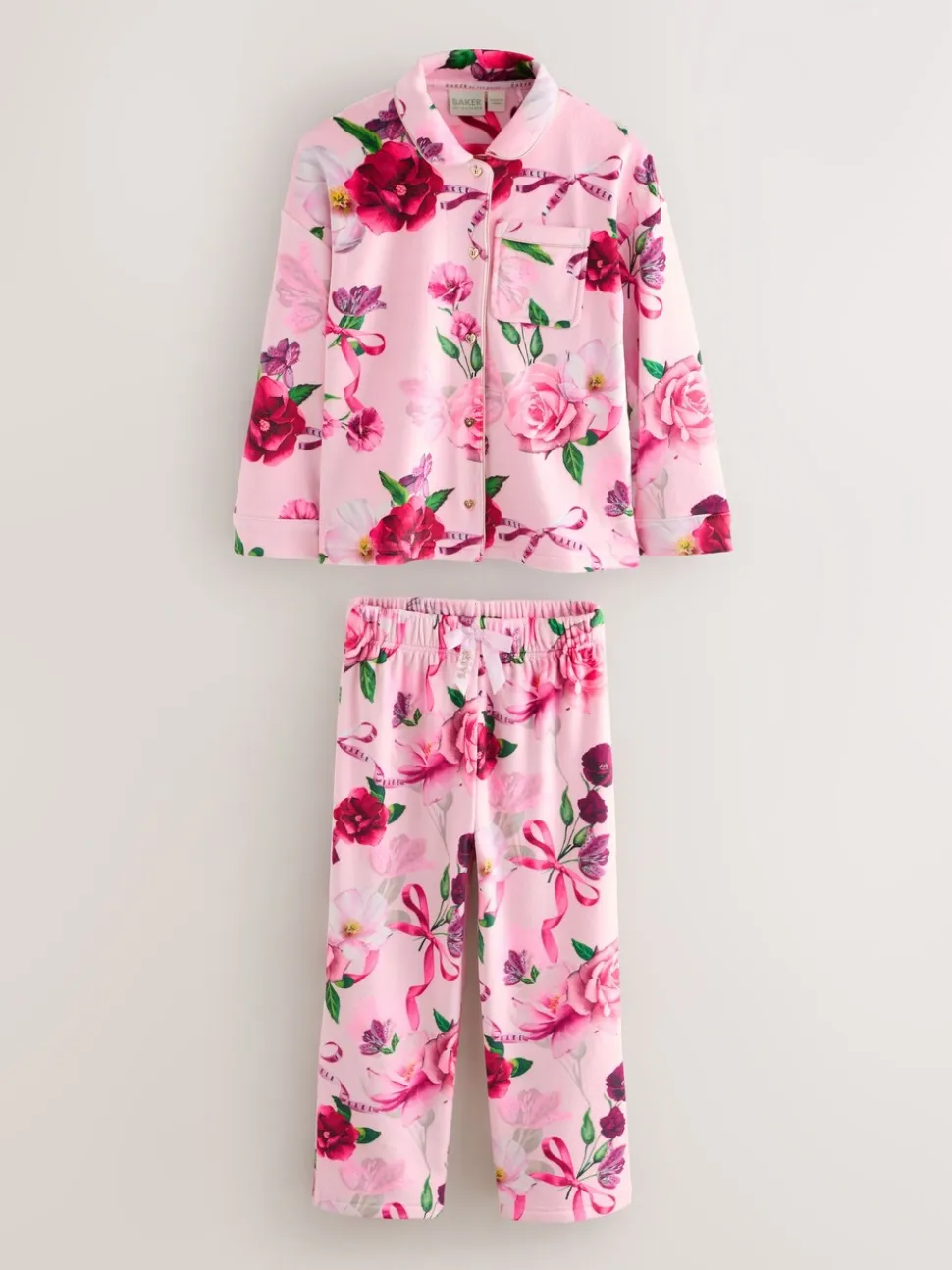 Roze - Baker by Ted Baker Floral Fleece Pyjamas Set 2 Piece
