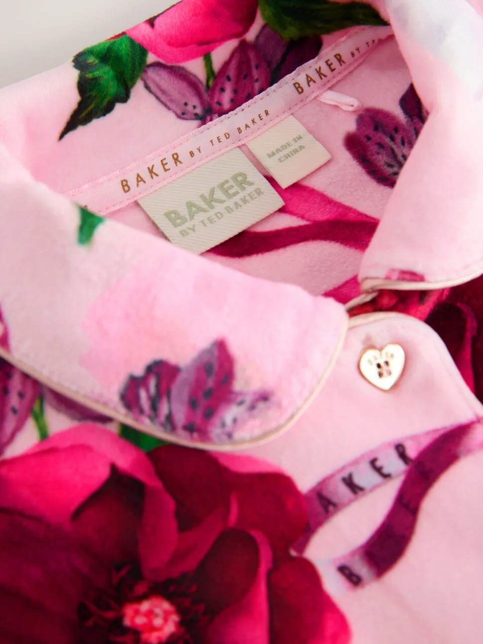 Roze - Baker by Ted Baker Floral Fleece Pyjamas Set 2 Piece