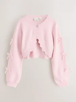 Roze - Baker by Ted Baker Bow Sleeve Scallop Edge Cardigan