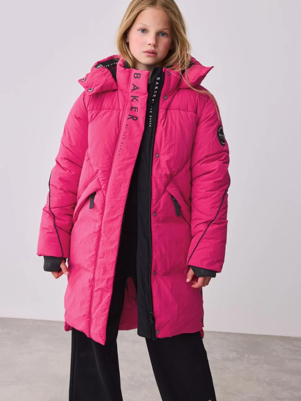 Roze - Baker by Ted Baker meisjes regenbestendige gewatteerde lange jas