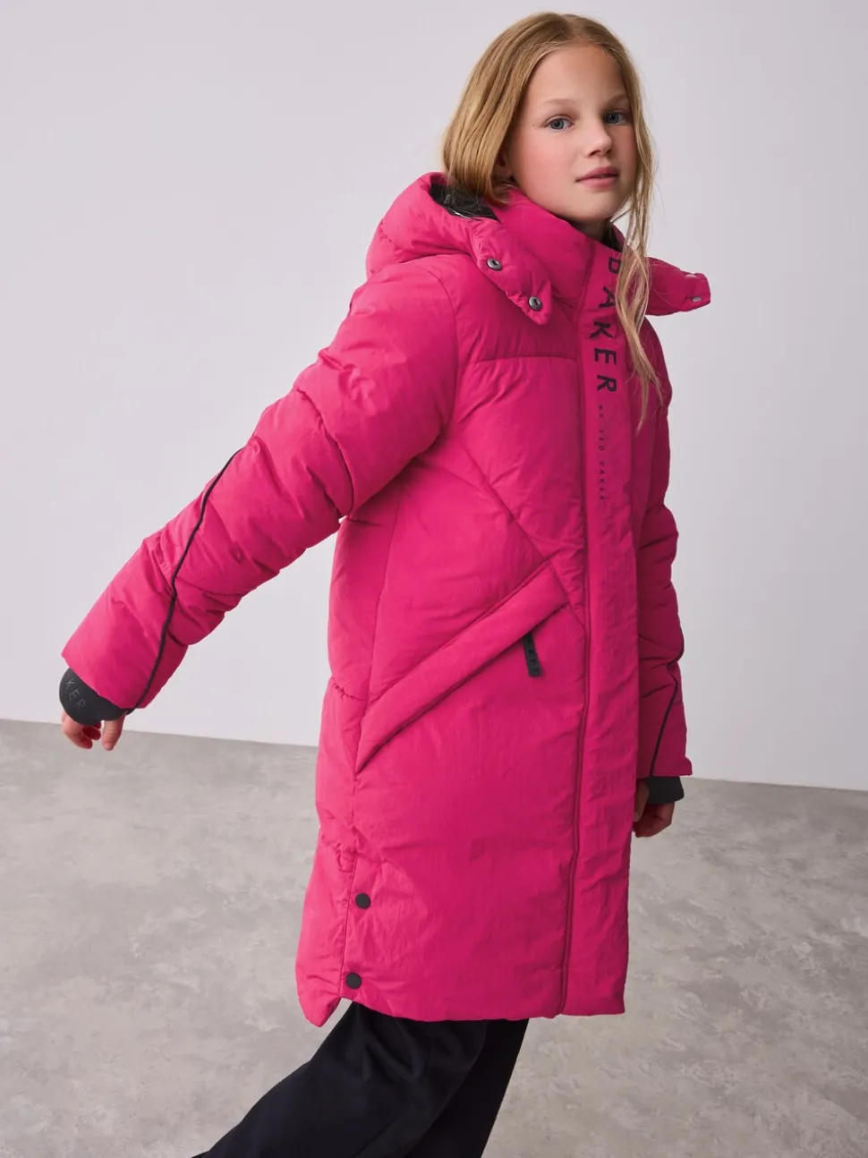 Roze - Baker by Ted Baker meisjes regenbestendige gewatteerde lange jas