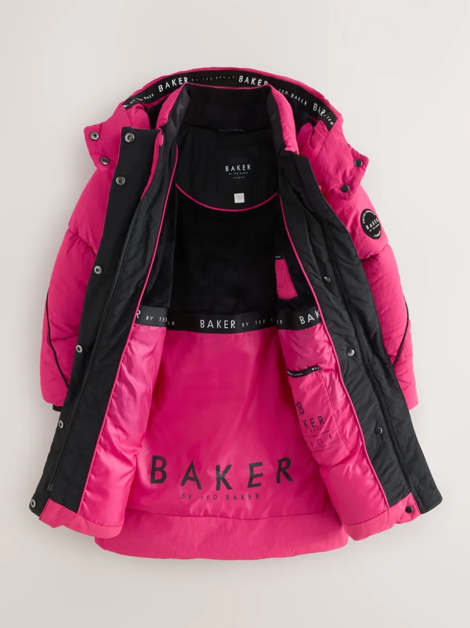 Roze - Baker by Ted Baker meisjes regenbestendige gewatteerde lange jas