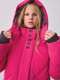 Roze - Baker by Ted Baker meisjes regenbestendige gewatteerde lange jas