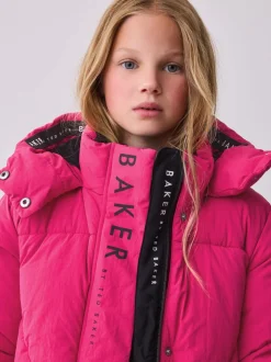 Roze - Baker by Ted Baker meisjes regenbestendige gewatteerde lange jas
