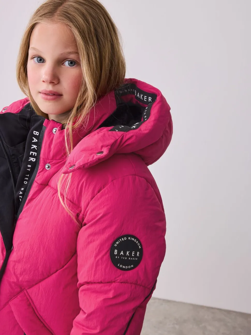 Roze - Baker by Ted Baker meisjes regenbestendige gewatteerde lange jas