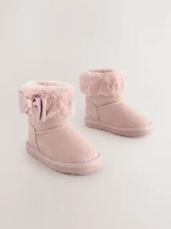 Roze - Baker by Ted Baker - Meisjespantoffels met imitatiebont en strik