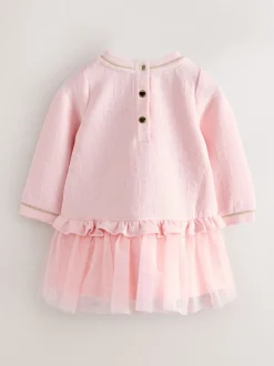 Roze - Baker by Ted Baker Jacquard jurk met reliëf en mesh zoom