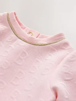 Roze - Baker by Ted Baker Jacquard jurk met reliëf en mesh zoom