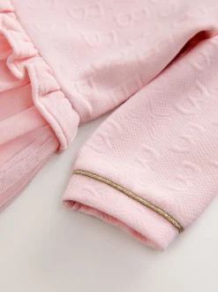 Roze - Baker by Ted Baker Jacquard jurk met reliëf en mesh zoom