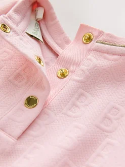 Roze - Baker by Ted Baker Jacquard jurk met reliëf en mesh zoom