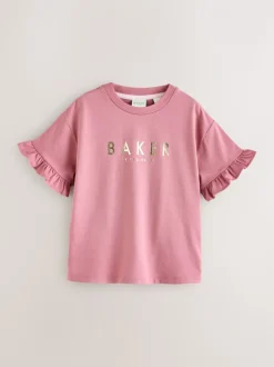 Roze - Baker by Ted Baker 3 Pack Boxy Fit Frill Graphic Printed T-Shirts