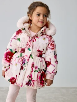 Roze - Baker by Ted Baker - Regenbestendige gewatteerde jas met bubbelzoom