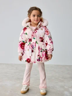 Roze - Baker by Ted Baker - Regenbestendige gewatteerde jas met bubbelzoom