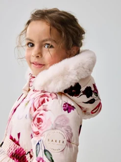 Roze - Baker by Ted Baker - Regenbestendige gewatteerde jas met bubbelzoom