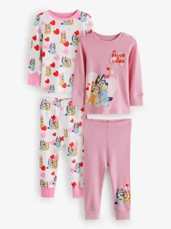 Roze - Bluey Knusse pyjama's met lange mouwen van 100% katoen, 2 verpakking (12mnd-8jr)