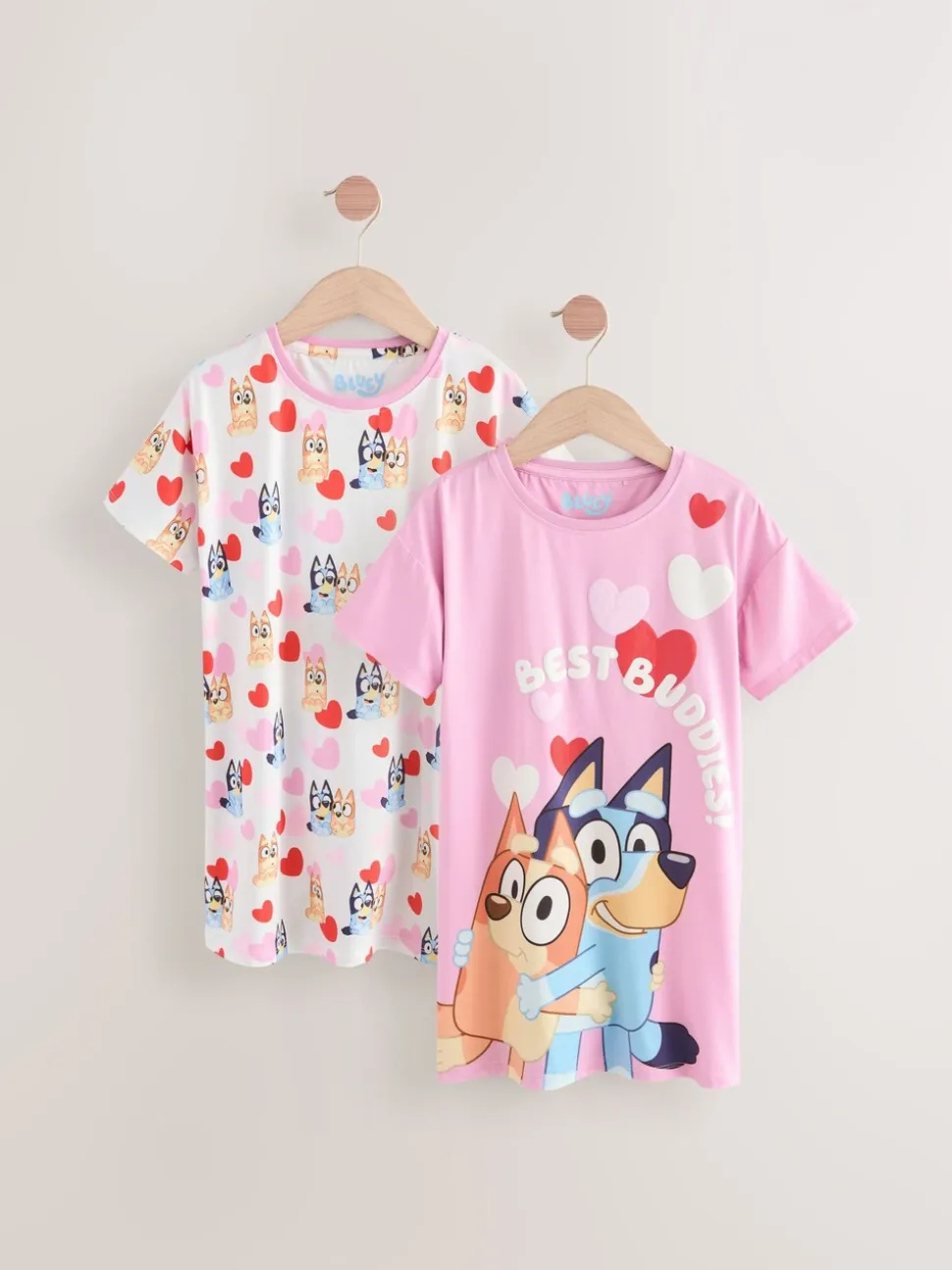 Roze - Bluey nachtjaponnen verpakking van 2 (2 - 8 jr)