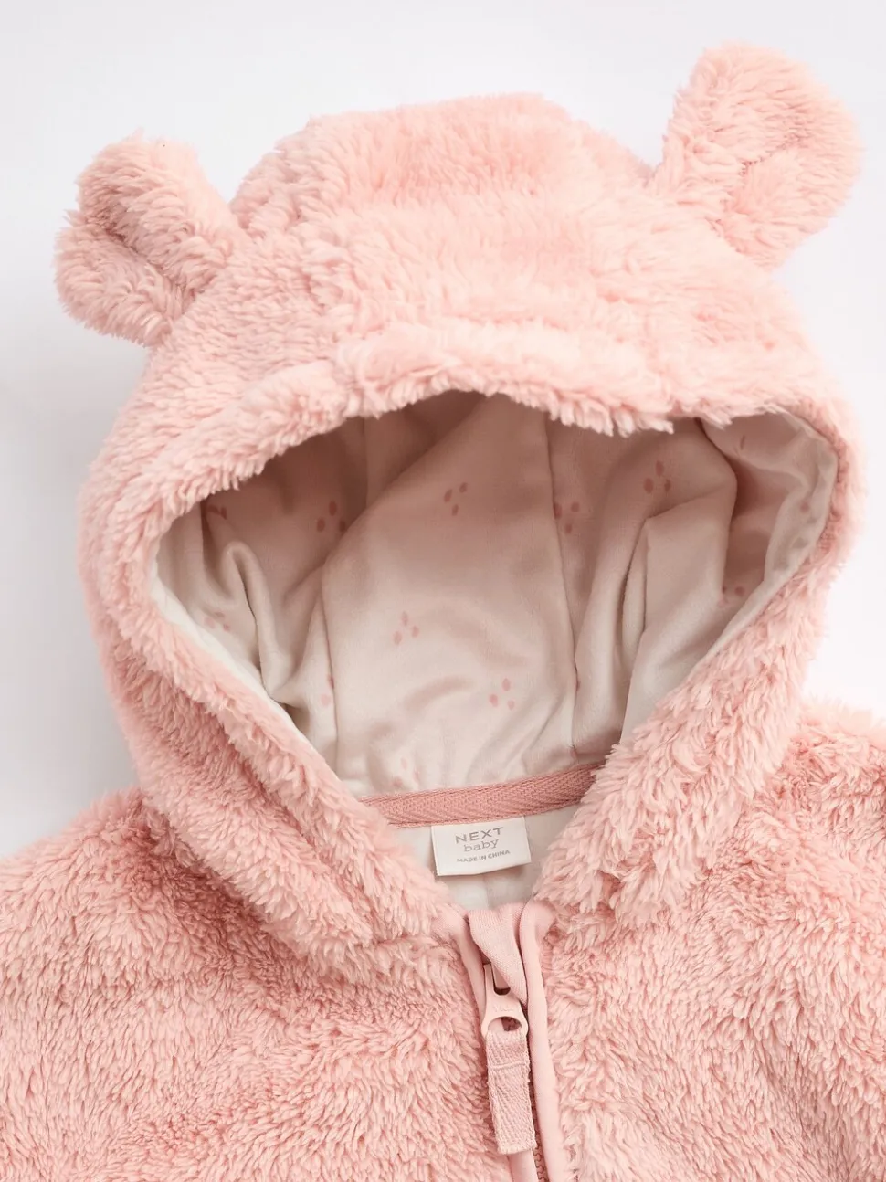Roze - Fleece babyjack met capuchon (0mnd-2jr)