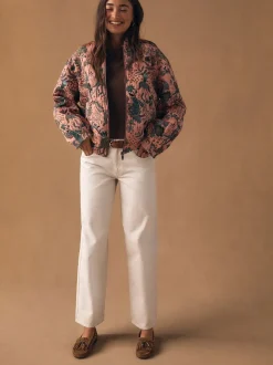 Roze - Floral Jacquard Bomber Jacket