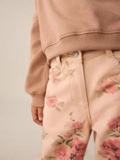 Roze - Floral Print Wide Leg Jeans (3-16yrs)