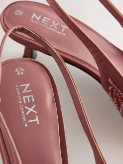 Roze - Forever Comfort satijnen slingbacks met kralen en hakje