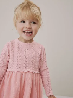 Roze - Gebreide gelegenheidsjurk (3mnd-10jr)