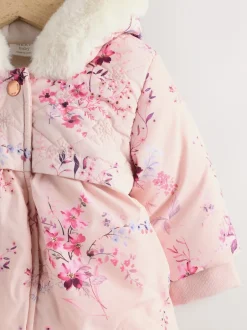 Roze - Gewatteerde babyjas met bloemen (0mnd-2jr)