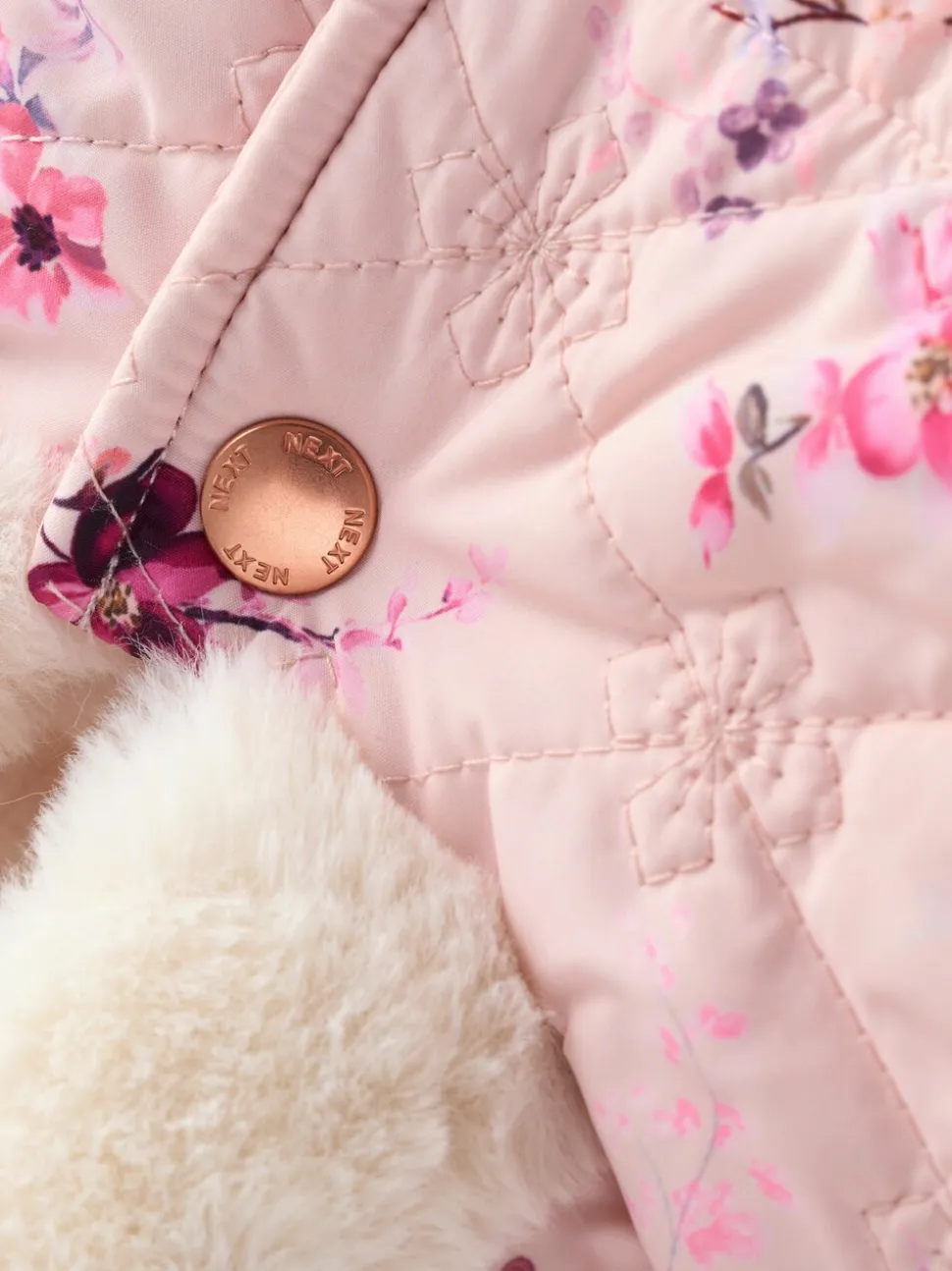 Roze - Gewatteerde babyjas met bloemen (0mnd-2jr)