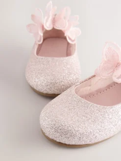 Roze - Glitter vlinderbandjes gelegenheidsschoenen