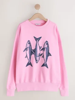 Roze - Graphic Beaded Fish Graphic Sweatshirt